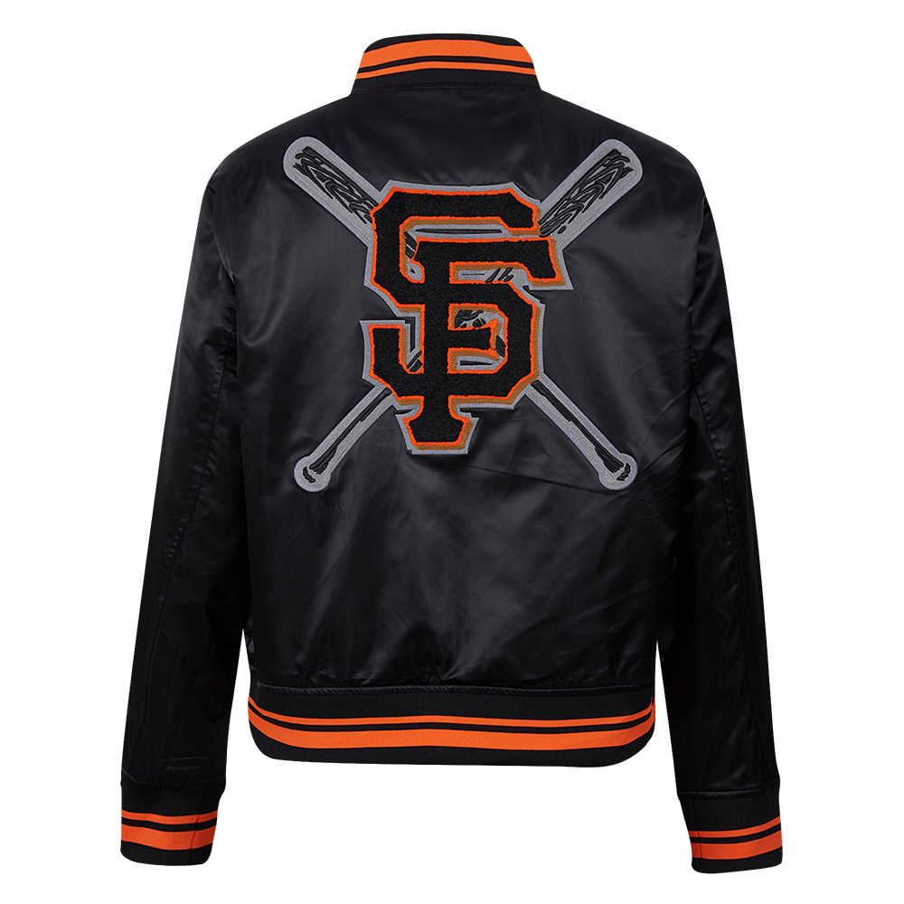 MLB SAN FRANCISCO GIANTS MASH UP WOMEN'S RIB SATIN JACKET (BLACK/ORANGE)