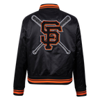 MLB SAN FRANCISCO GIANTS MASH UP WOMEN'S RIB SATIN JACKET (BLACK/ORANGE)