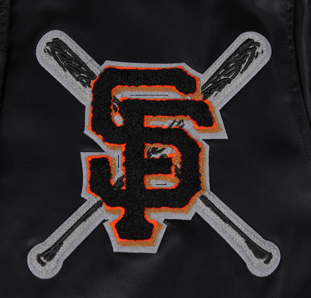 MLB SAN FRANCISCO GIANTS MASH UP WOMEN'S RIB SATIN JACKET (BLACK/ORANGE)
