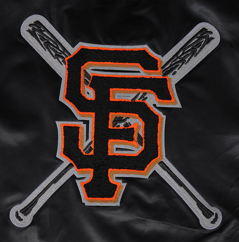 MLB SAN FRANCISCO GIANTS MASH UP WOMEN'S RIB SATIN JACKET (BLACK/ORANGE)