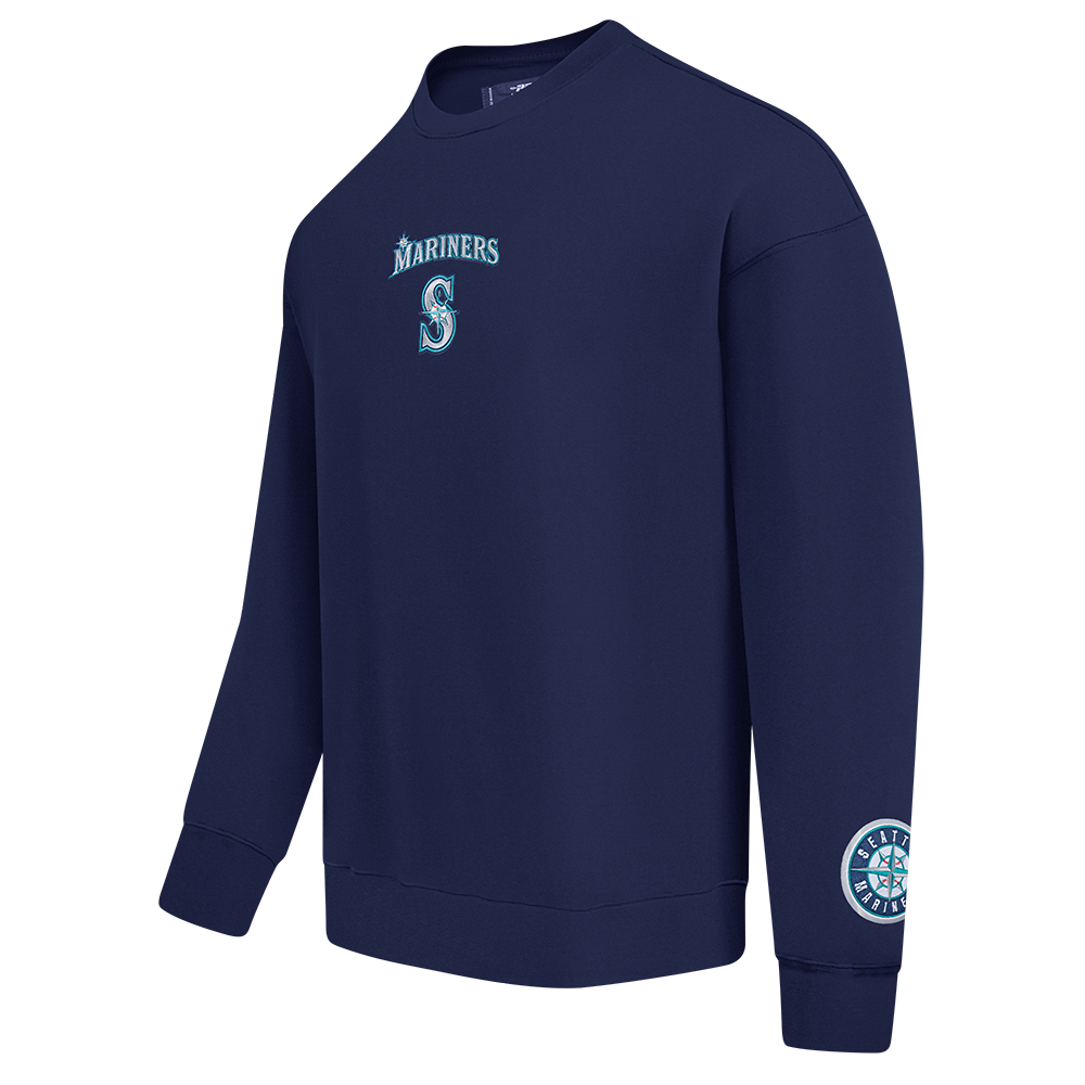 MLB SEATTLE MARINERS WINGSPAN CHANDAIL À COL ROND EN MOLLETON À ÉPAULES TOMBANTES V2 POUR HOMME (MARINE MINUIT)