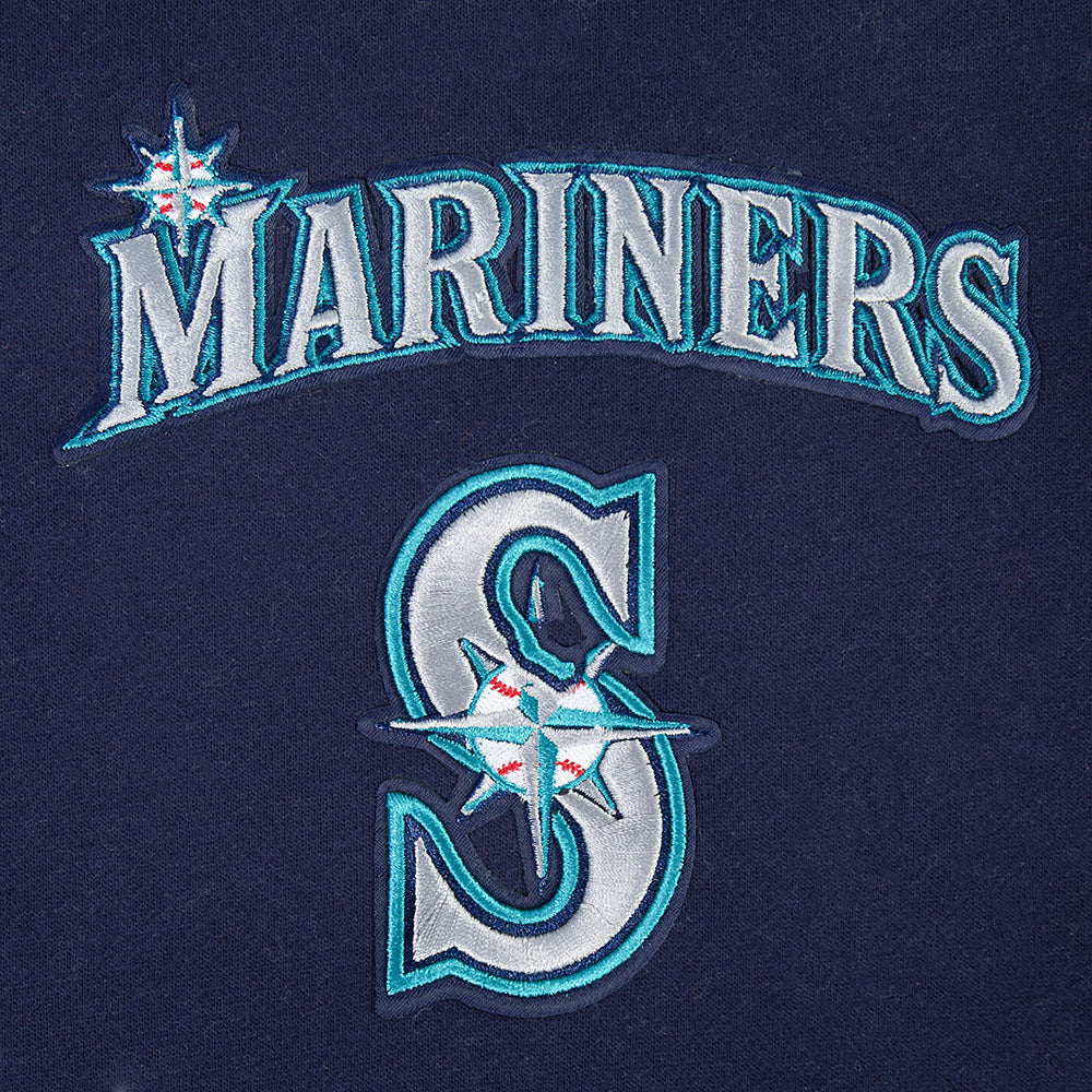 MLB SEATTLE MARINERS WINGSPAN CHANDAIL À COL ROND EN MOLLETON À ÉPAULES TOMBANTES V2 POUR HOMME (MARINE MINUIT)