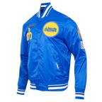 MLB SEATTLE MARINERS RETRO CLASSIC BLOUSON EN SATIN À BORDS CÔTELÉS POUR HOMME (BLEU ROYAL)