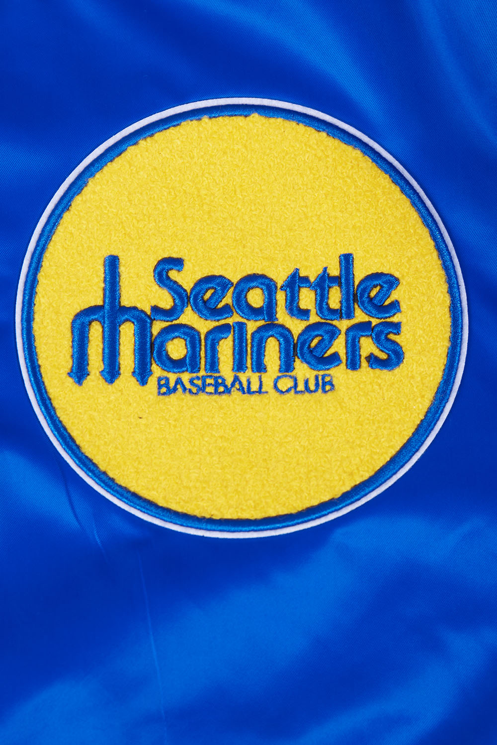 MLB SEATTLE MARINERS RETRO CLASSIC BLOUSON EN SATIN À BORDS CÔTELÉS POUR HOMME (BLEU ROYAL)