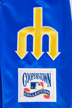 MLB SEATTLE MARINERS RETRO CLASSIC BLOUSON EN SATIN À BORDS CÔTELÉS POUR HOMME (BLEU ROYAL)