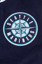 MLB SEATTLE MARINERS MASH UP MEN'S RIB WOOL VARSITY JACKET (MIDNIGHT NAVY/WHITE)