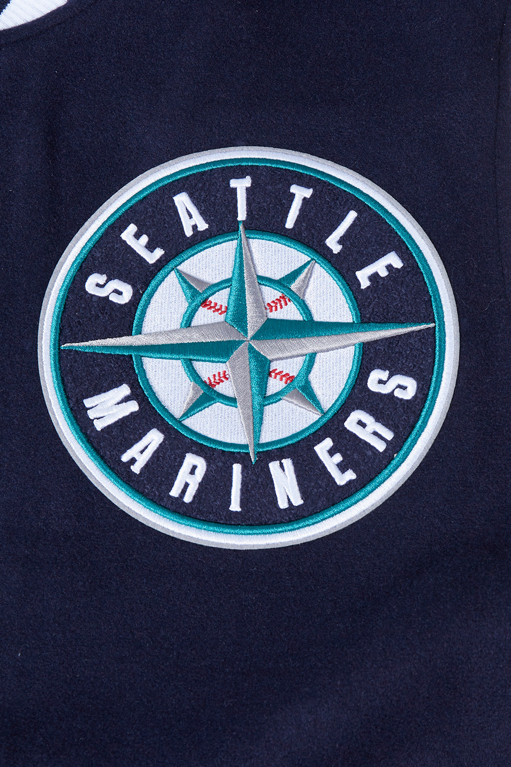 MLB SEATTLE MARINERS MASH UP MEN'S RIB WOOL VARSITY JACKET (MIDNIGHT NAVY/WHITE)