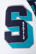 MLB SEATTLE MARINERS MASH UP MEN'S RIB WOOL VARSITY JACKET (MIDNIGHT NAVY/WHITE)