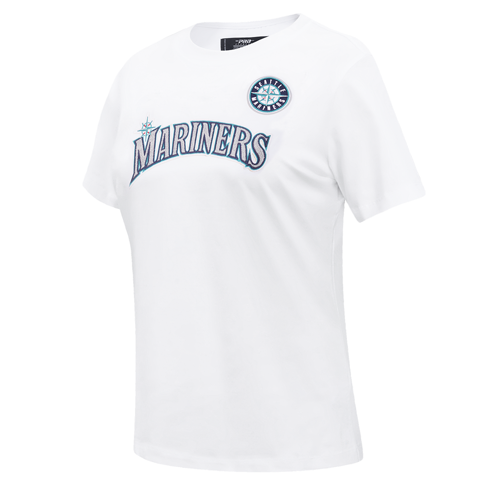 MLB SEATTLE MARINERS CLASSIC SHORT SLEEVE WOMEN'S SLIM FIT TOP (WHITE)