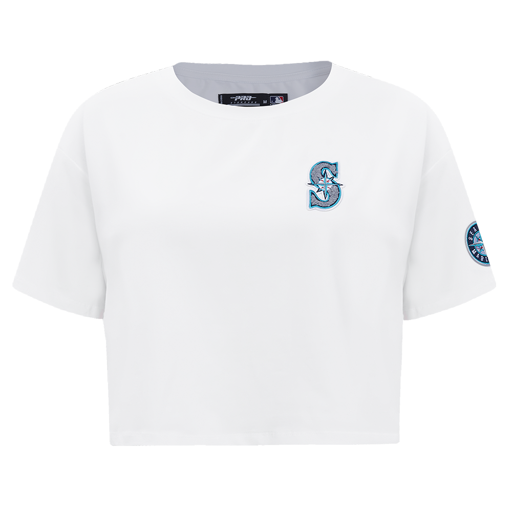 MLB SEATTLE MARINERS CLASSIC WOMEN'S SINGLE JERSEY BOXY TOP (WHITE)