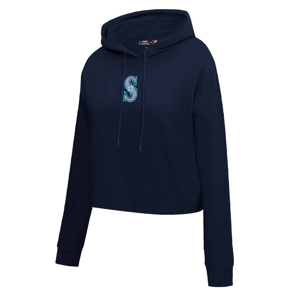 MLB SEATTLE MARINERS CLASSIC WOMEN'S CROPPED PULLOVER HOODIE (MIDNIGHT NAVY)