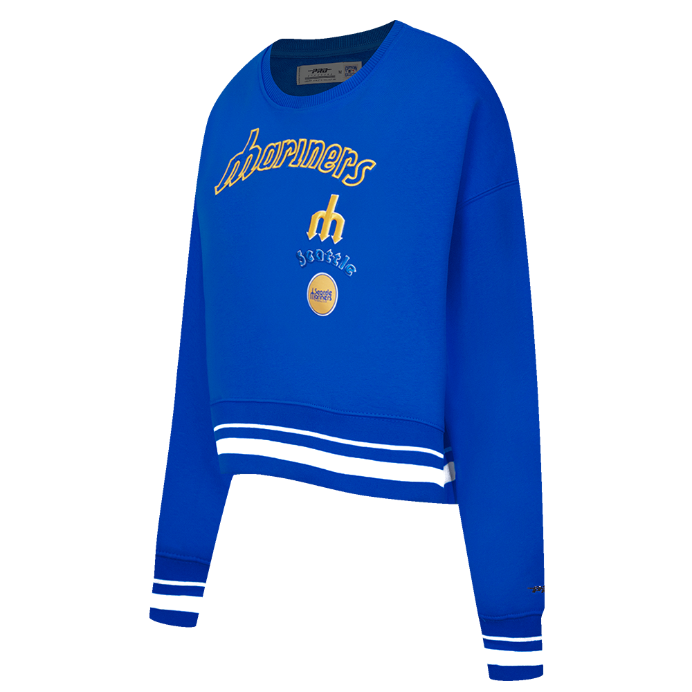 MLB SEATTLE MARINERS RETRO CLASSIC WOMEN'S RIB CREWNECK (ROYAL BLUE)