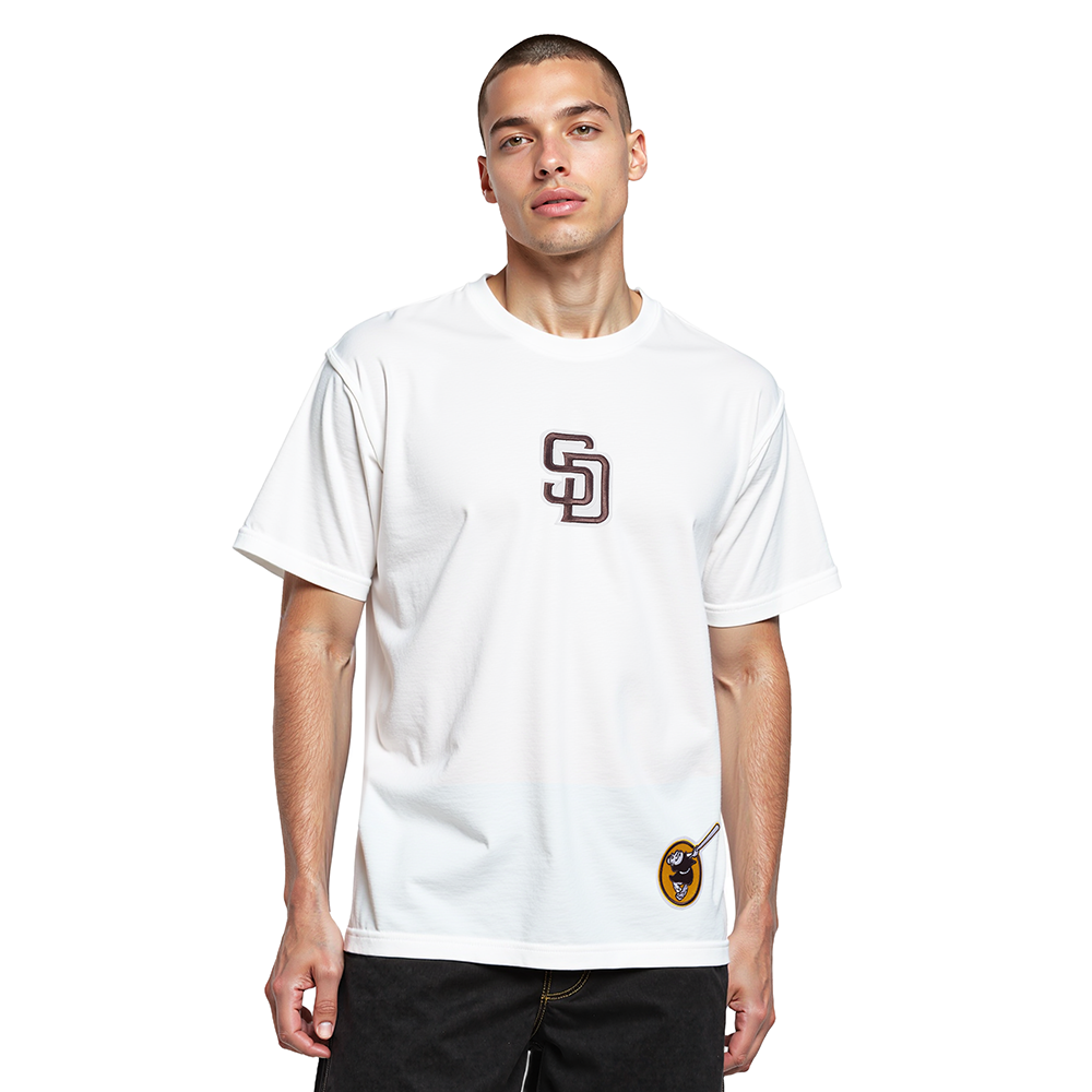 MLB SAN DIEGO PADRES WINGSPAN HAUT EN JERSEY DE COTON À ÉPAULES TOMBANTES V2 POUR HOMME (BLANC)