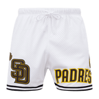 MLB SAN DIEGO PADRES LOGO MEN'S MESH SHORT (WHITE / BLACK / WHTE)