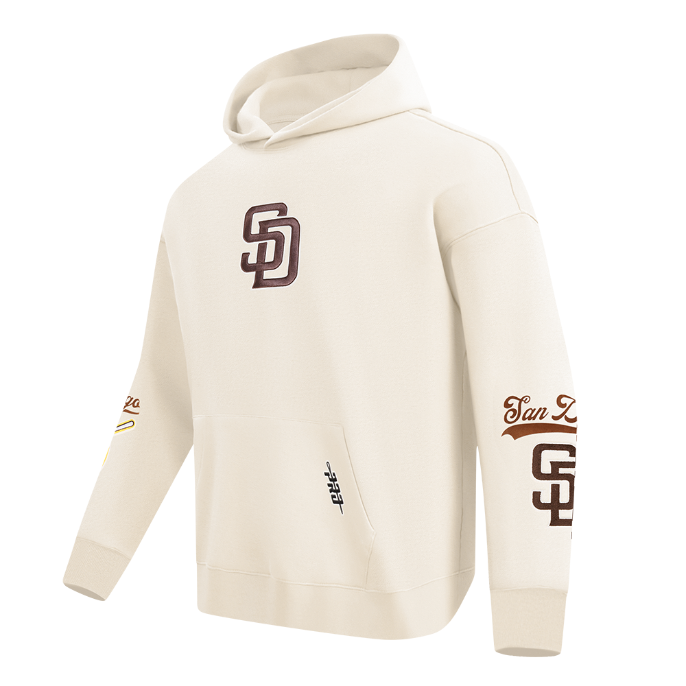 MLB SAN DIEGO PADRES LIVING LARGE MEN'S DROP SHOULDER FLC PO HOODIE (EGGSHELL)