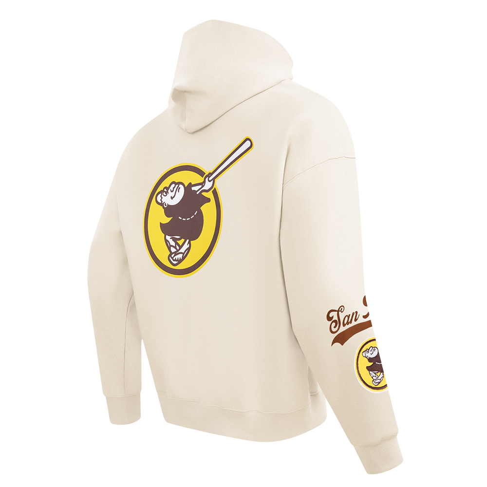MLB SAN DIEGO PADRES LIVING LARGE MEN'S DROP SHOULDER FLC PO HOODIE (EGGSHELL)
