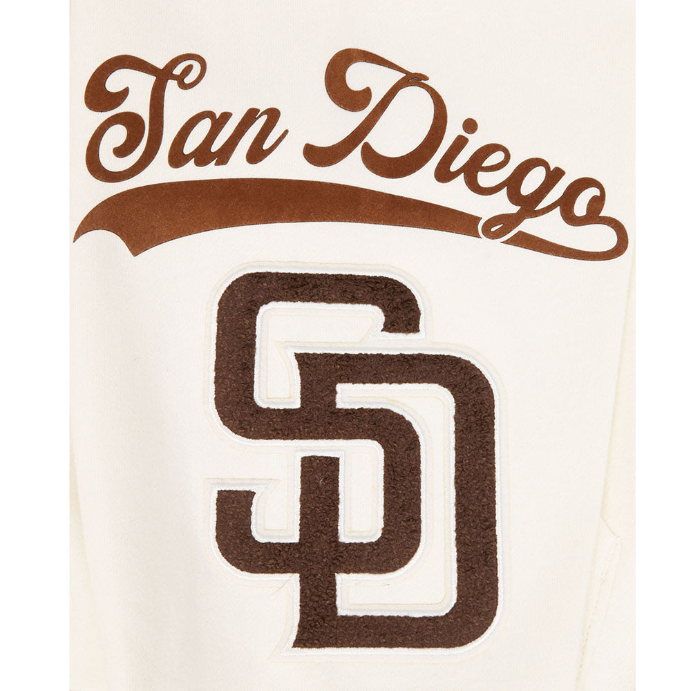 MLB SAN DIEGO PADRES LIVING LARGE MEN'S DROP SHOULDER FLC PO HOODIE (EGGSHELL)