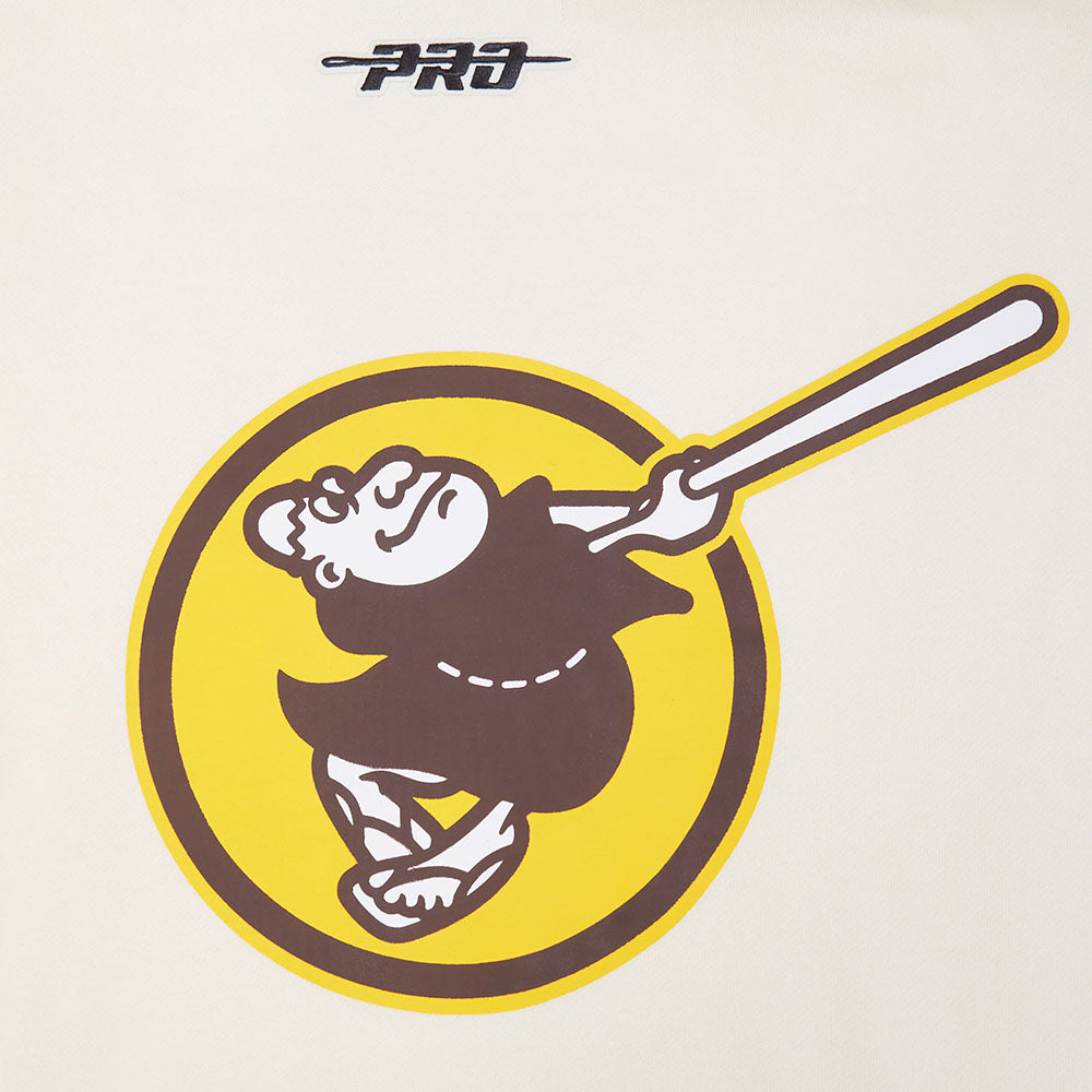 MLB SAN DIEGO PADRES LIVING LARGE MEN'S DROP SHOULDER FLC PO HOODIE (EGGSHELL)