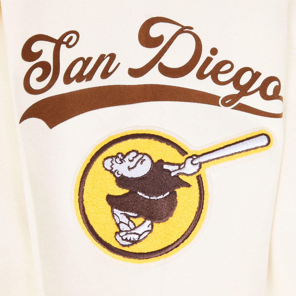 MLB SAN DIEGO PADRES LIVING LARGE MEN'S DROP SHOULDER FLC PO HOODIE (EGGSHELL)