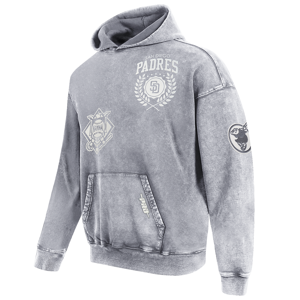 MLB SAN DIEGO PADRES STREET TEAM MEN'S ENZYME WASH DS FT PO HOODIE (WASHED GREY)