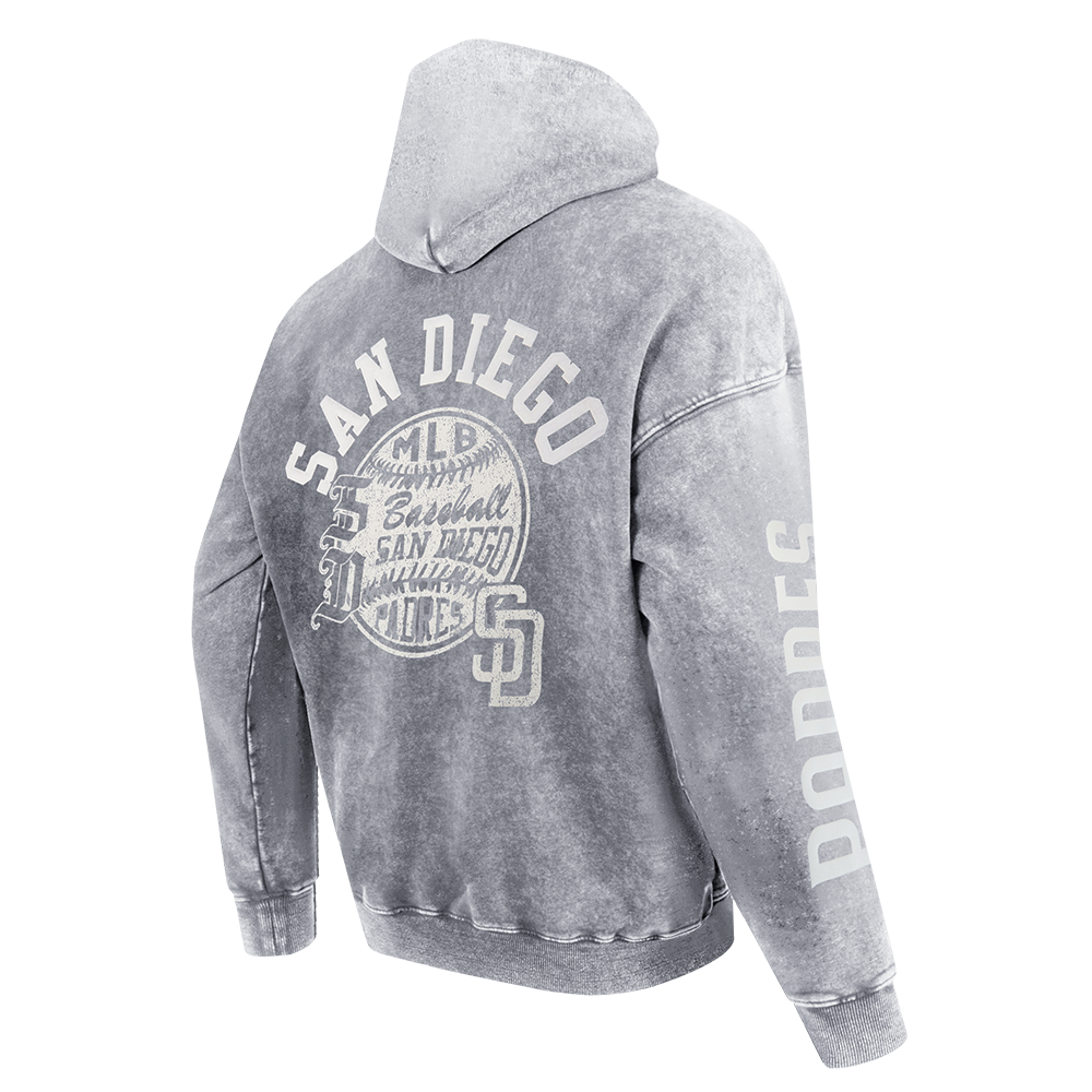 MLB SAN DIEGO PADRES STREET TEAM MEN'S ENZYME WASH DS FT PO HOODIE (WASHED GREY)