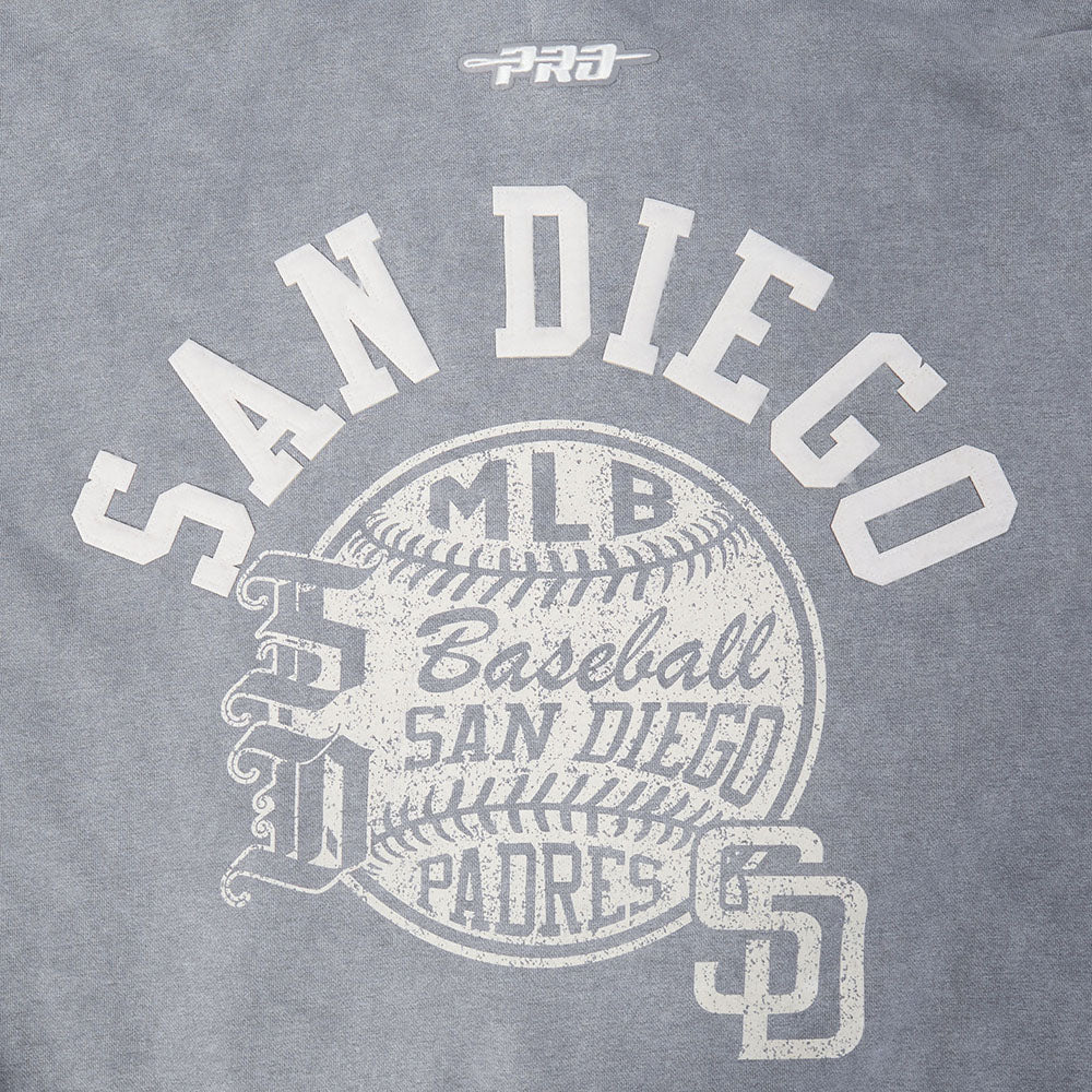 MLB SAN DIEGO PADRES STREET TEAM MEN'S ENZYME WASH DS FT PO HOODIE (WASHED GREY)