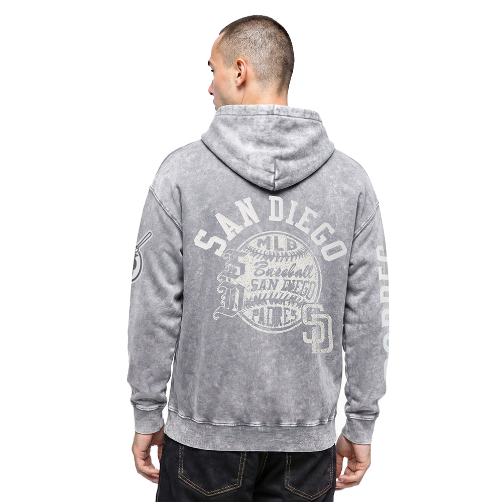 MLB SAN DIEGO PADRES STREET TEAM MEN'S ENZYME WASH DS FT PO HOODIE (WASHED GREY)