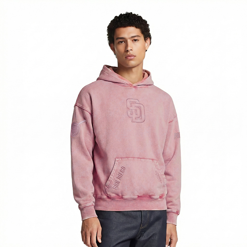 MLB SAN DIEGO PADRES WASHED CLASSIC MEN'S PULLOVER HOODIE (WASHED MAUVE)