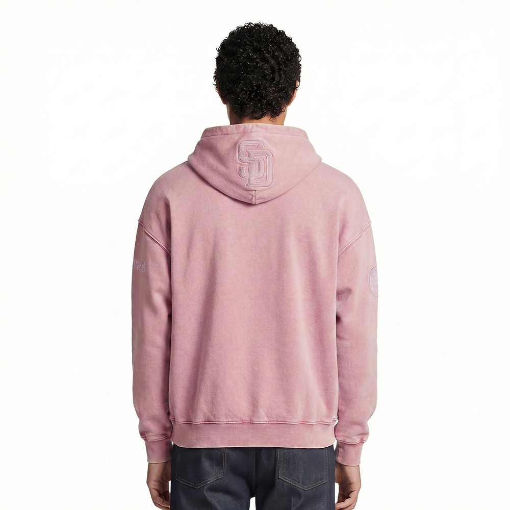 MLB SAN DIEGO PADRES WASHED CLASSIC MEN'S PULLOVER HOODIE (WASHED MAUVE)