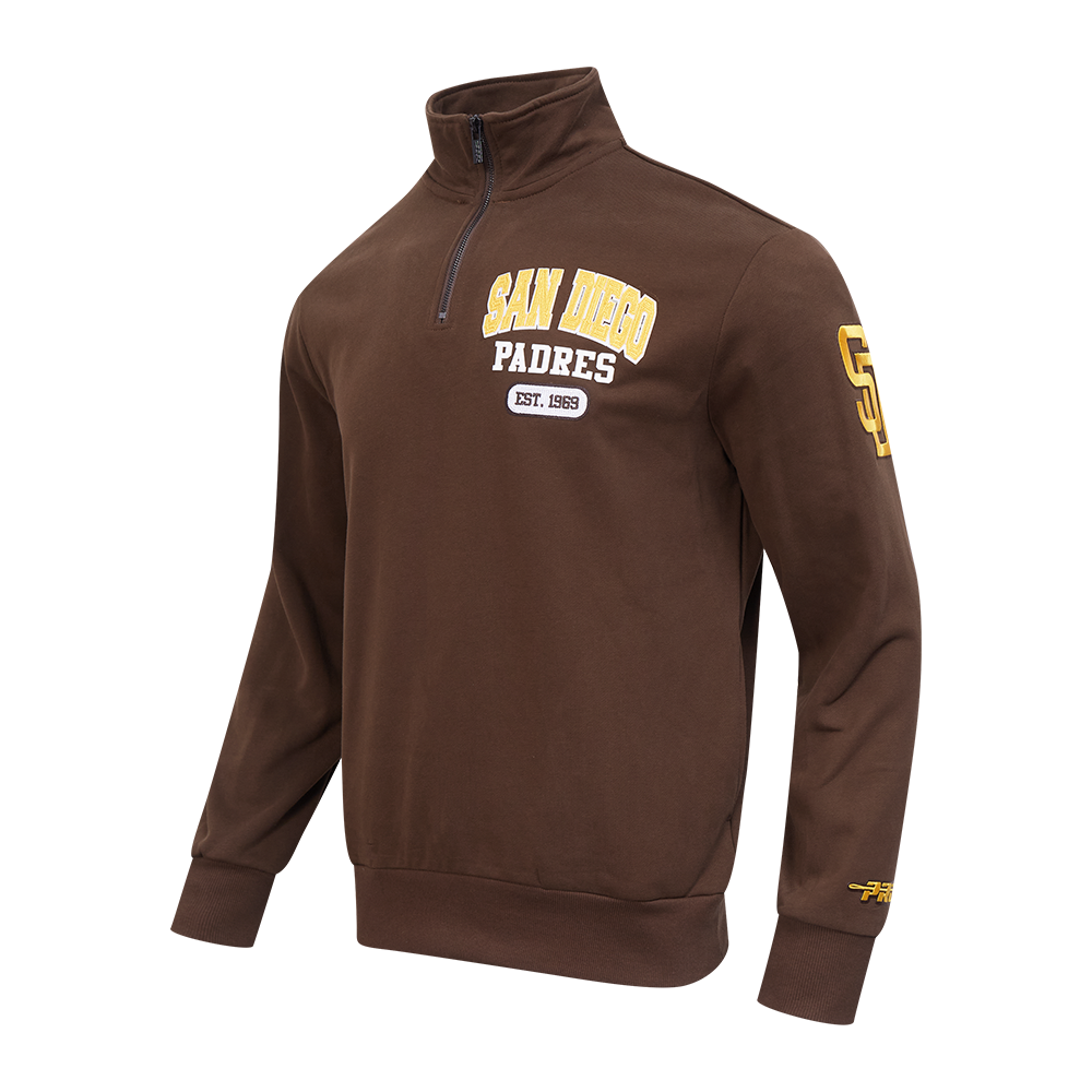 MLB SAN DIEGO PADRES CITY ARCH HAUT EN MOLLETON À GLISSIÈRE AU QUART POUR HOMME (BRUN)