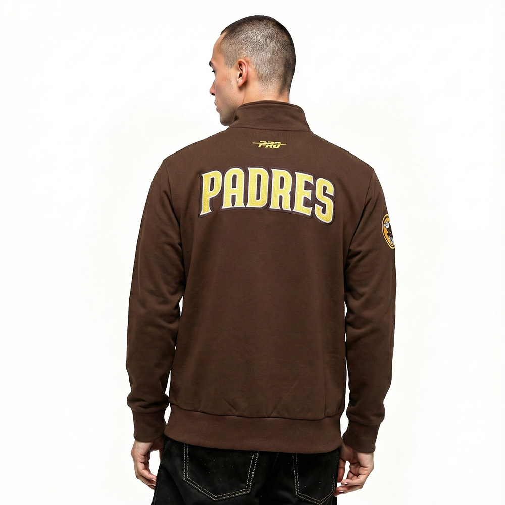 MLB SAN DIEGO PADRES CITY ARCH HAUT EN MOLLETON À GLISSIÈRE AU QUART POUR HOMME (BRUN)