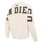 MLB SAN DIEGO PADRES WINGSPAN CHANDAIL À COL ROND EN MOLLETON À ÉPAULES TOMBANTES V2 POUR HOMME (COQUILLE D'ŒUF)