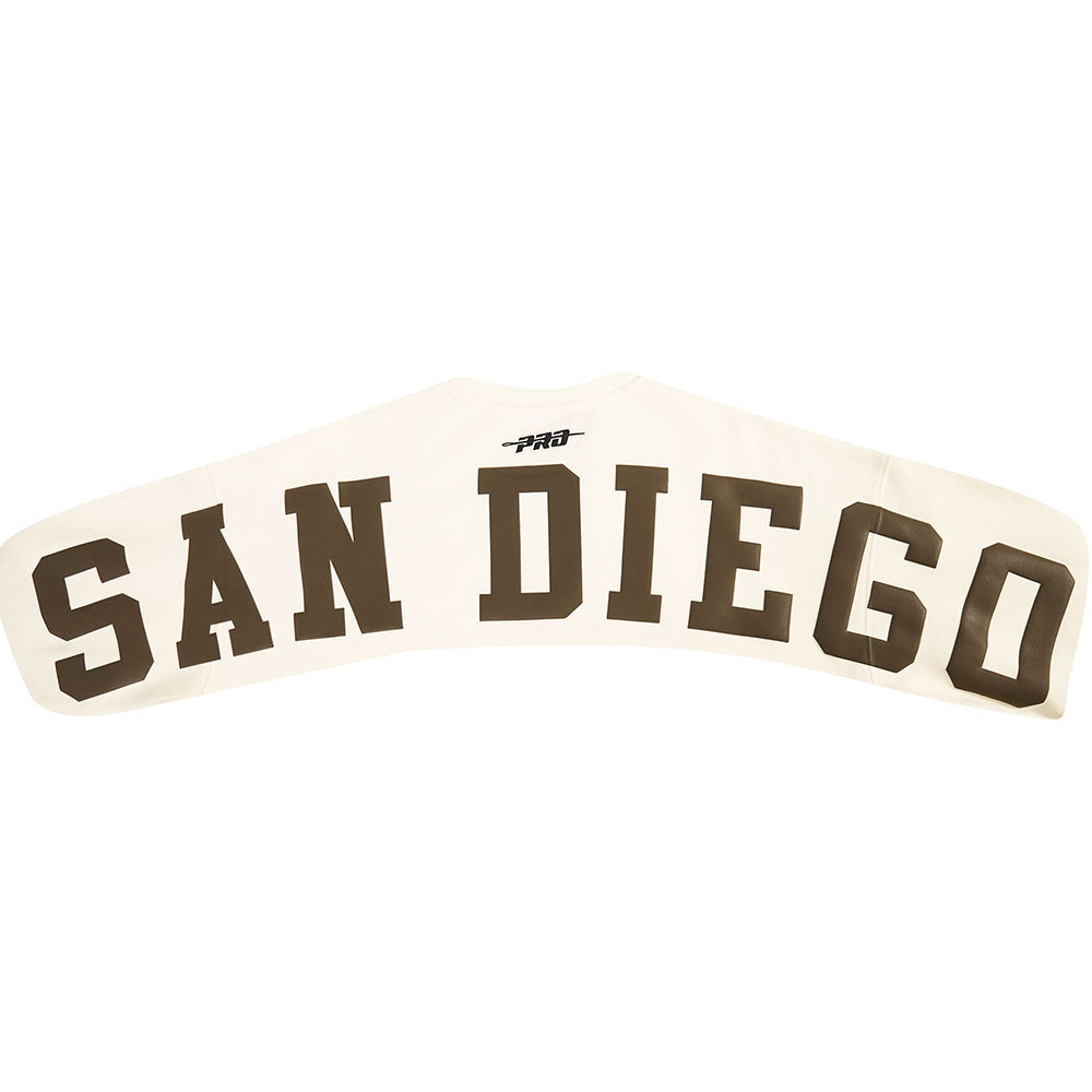 MLB SAN DIEGO PADRES WINGSPAN CHANDAIL À COL ROND EN MOLLETON À ÉPAULES TOMBANTES V2 POUR HOMME (COQUILLE D'ŒUF)