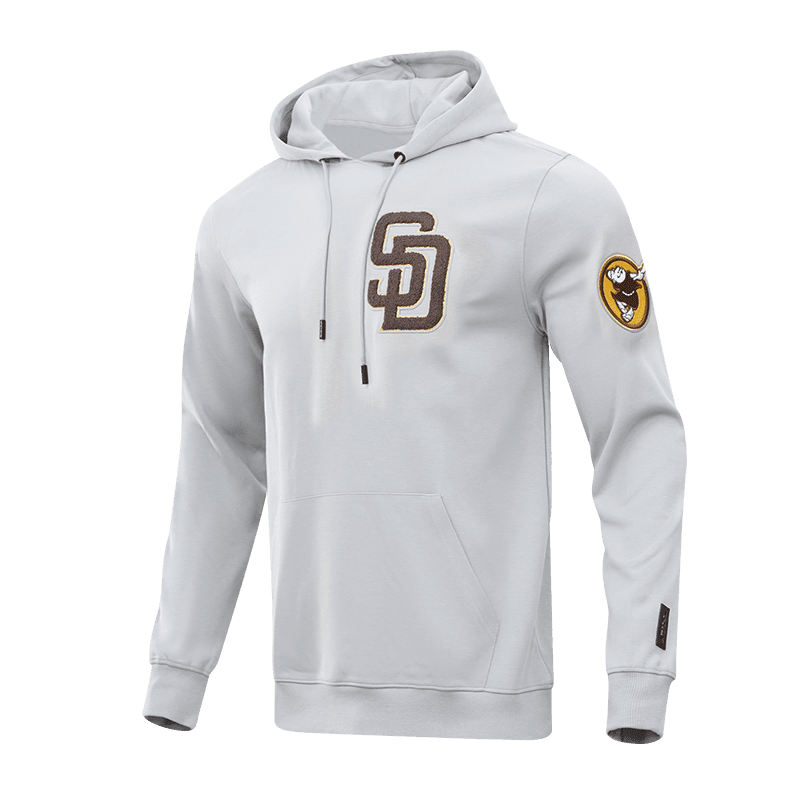 MLB SAN DIEGO PADRES CLASSIC CHENILLE MEN'S PULLOVER HOODIE (GRAY)