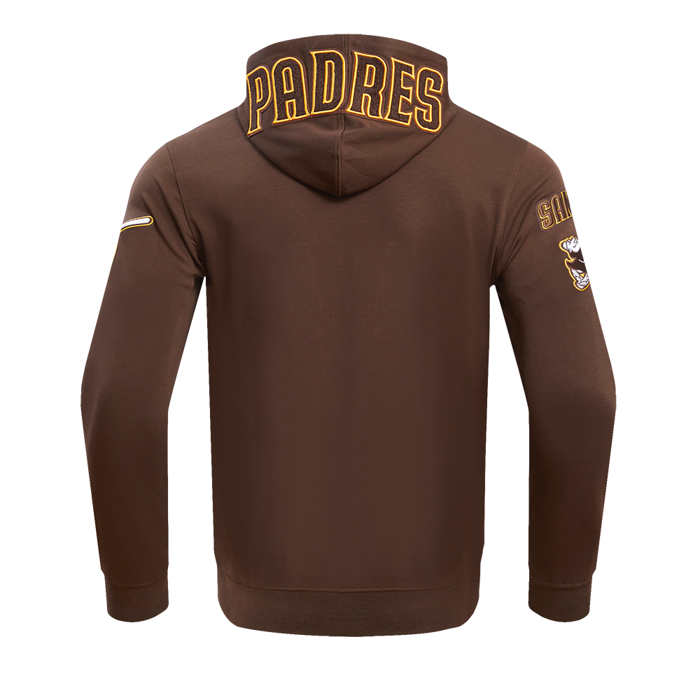 MLB SAN DIEGO PADRES CLASSIC CHENILLE MEN'S FULL ZIP PULLOVER HOODIE (BROWN)