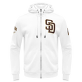MLB SAN DIEGO PADRES CLASSIC CHENILLE CHANDAIL À CAPUCHON À GLISSIÈRE POUR HOMME (BLANC)