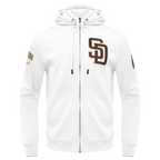 MLB SAN DIEGO PADRES CLASSIC CHENILLE CHANDAIL À CAPUCHON À GLISSIÈRE POUR HOMME (BLANC)
