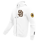 MLB SAN DIEGO PADRES CLASSIC CHENILLE CHANDAIL À CAPUCHON À GLISSIÈRE POUR HOMME (BLANC)