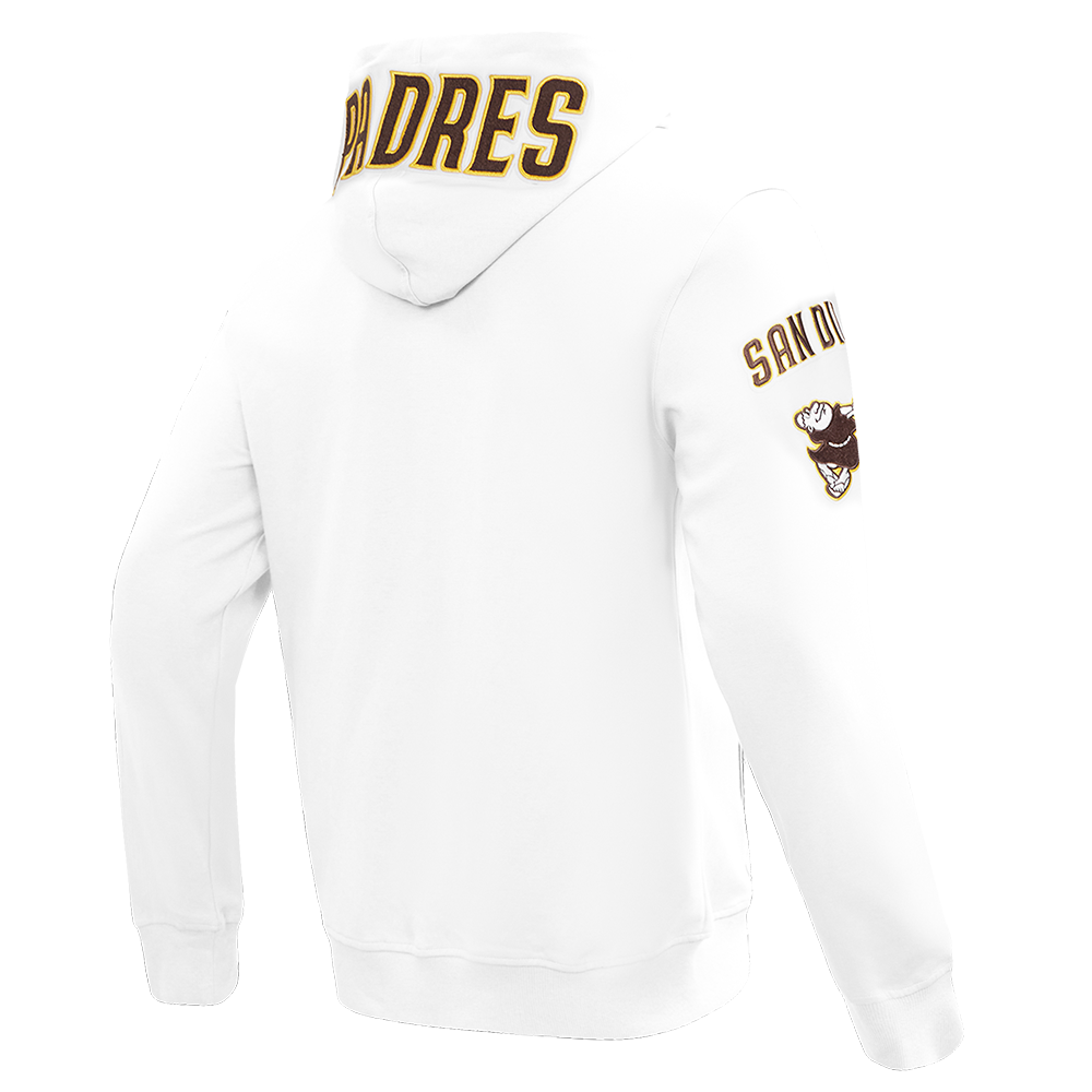MLB SAN DIEGO PADRES CLASSIC CHENILLE CHANDAIL À CAPUCHON À GLISSIÈRE POUR HOMME (BLANC)