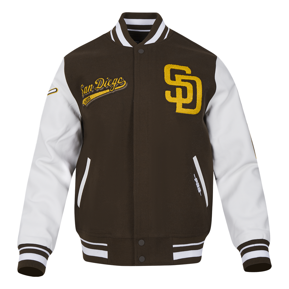 MLB SAN DIEGO PADRES SCRIPT TAIL BLOUSON COLLÉGIAL POUR HOMME (BRUN/BLANC)