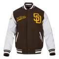 MLB SAN DIEGO PADRES SCRIPT TAIL BLOUSON COLLÉGIAL POUR HOMME (BRUN/BLANC)