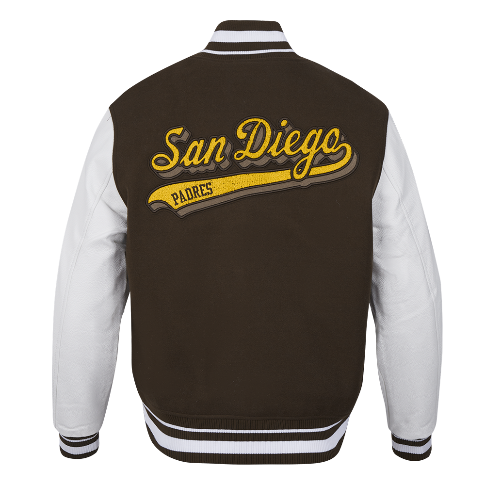 MLB SAN DIEGO PADRES SCRIPT TAIL BLOUSON COLLÉGIAL POUR HOMME (BRUN/BLANC)