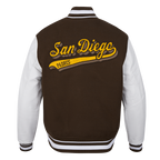 MLB SAN DIEGO PADRES SCRIPT TAIL BLOUSON COLLÉGIAL POUR HOMME (BRUN/BLANC)