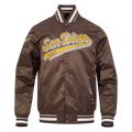 MLB SAN DIEGO PADRES SCRIPT TAIL MEN'S SATIN JACKET (BROWN)