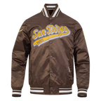 MLB SAN DIEGO PADRES SCRIPT TAIL MEN'S SATIN JACKET (BROWN)