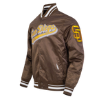 MLB SAN DIEGO PADRES SCRIPT TAIL MEN'S SATIN JACKET (BROWN)