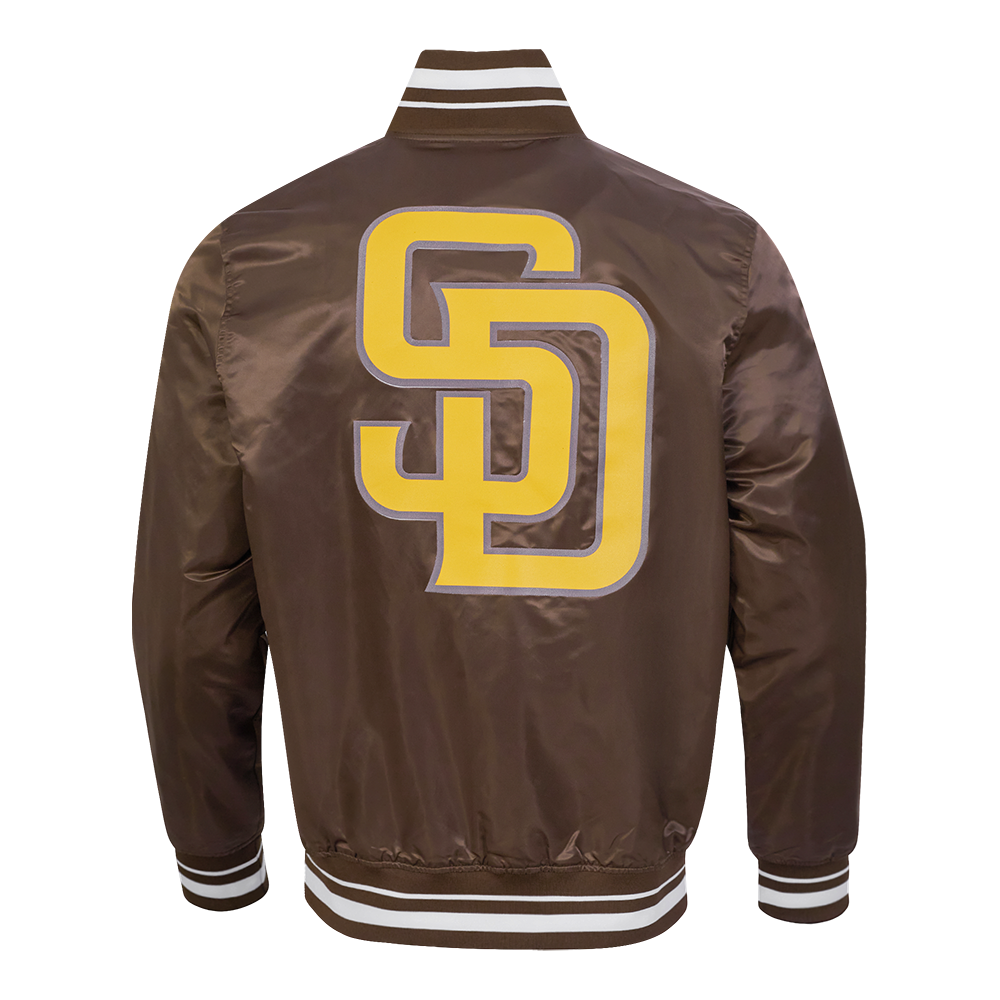 MLB SAN DIEGO PADRES SCRIPT TAIL MEN'S SATIN JACKET (BROWN)