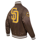 MLB SAN DIEGO PADRES SCRIPT TAIL MEN'S SATIN JACKET (BROWN)