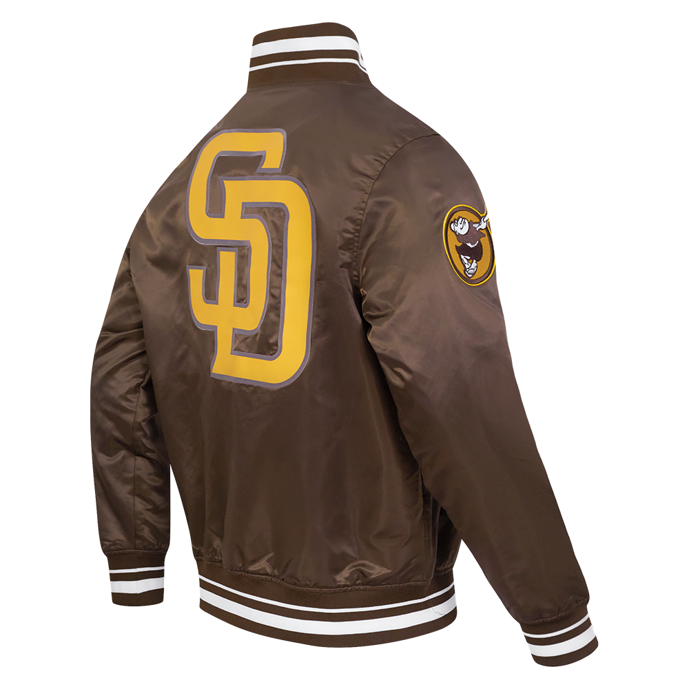 MLB SAN DIEGO PADRES SCRIPT TAIL MEN'S SATIN JACKET (BROWN)