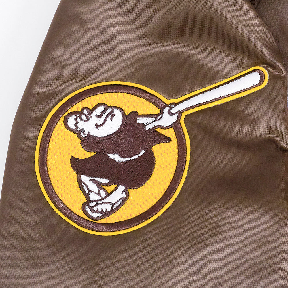 MLB SAN DIEGO PADRES SCRIPT TAIL MEN'S SATIN JACKET (BROWN)